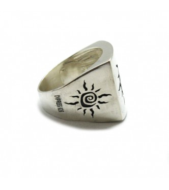 R002000 Genuine sterling silver men's ring Eye and sun solid hallmarked 925 
